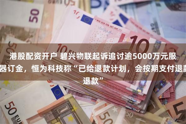 港股配资开户 碧兴物联起诉追讨逾5000万元服务器订金，恒为科技称“已给退款计划，会按期支付退款”